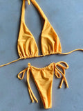 Sexy 12 Color Halter Mini Micro Thong Bikini Female Swimsuit Women Swimwear Two-pieces Bikini set Bather Bathing Suit Swim Lady