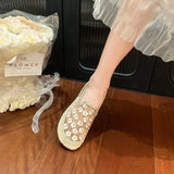 Fashion Summer  Breathable Shoes 2026 New in Light Casual Offer Flat Flowers Rhinestone Ladies Footwear