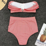 2025 Striped Top Ruffle High Waist Bikini Women Swimwear Female Swimsuit Two-pieces Bikini set Bandeau Bikinis Bathing Suit Swim