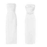 Women Evening Party Long Dress Backless Cut Out Strapless Straight Dress Summer Sexy Elegant Dresses