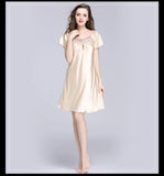 Women's Sleepwear Ice Silk Casual Silk Pajamas Women's Summer Sexy Short Sleeve Lace Pajamas Loungewear