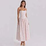 FDYOUI 2026 Summer Spaghetti Strap A-line Floral Vacation Dress for Women Elegant High Waist Tunics Long Party Evening Dresses