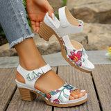 Women's Peep Toe Hihg Heel Sandals 2026 Gladiator Shoes Chunky Heel Platform Women's Sandals Flower Ladies Heeled Shoes