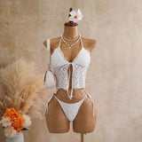 Sexy Black Triangle Bikini Set 2026 Women Lace Front Tie Push Up Crop Top Micro Swimsuit Beach Bathing Suit Two Piece Swimwear