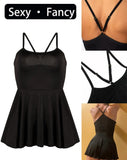 Women Mini Dress Spaghetti Strap Bodycon Cami Dress Sleeveless Pleated Skirt Summer Party Club Short Dress