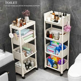 Mobile Storage Shelf] Mobile Plastic Storage Shelf Unit with Wheels - Practical Shelf for Living Room, Bedroom, Dormitory Amagi