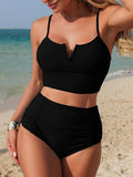 2026 Strappy Bikinis Solid V-wire Swimsuit Women High Waist Swimwear Female Bathers Bathing Swimming Swim Suit Beachwear XL