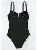 U Shaped Pleated Swimsuits Female Swimwear One Piece Swimsuit Women Monokini High Cut Bathing Suit Swim Beachwear Slim Bodysuit