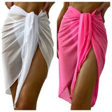 Sheer Wrap Knot Waist Swimsuit Cover Up Skirt Summer Beach Dress Wrap Bikini Wraps Scarf Swimwear Cover Ups Women Bikini Shawls