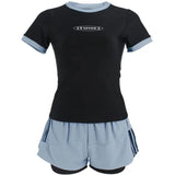 Split Swimsuit Women's Short Sleeved Conservative Cover Belly Slimming Professional Sports Sexy Hot Spring Two-piece Swimsuit