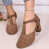 2026  Women Sandals Fashion  Round Toe Hollow Thick Heel Sandals Casual Summer Shoes