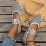 Knitted Color-block Women's Flat Shoes Dressy Ballet Flats Casual striped straps Pointed Toe Loafers Female Daily Shoes Big Size