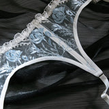 Toucheart Sexy Lingerie Set Lace Patchwork Embroidery Bra Set For Women Perspective Sexy Hanging Neck Underwear Garter Stockings