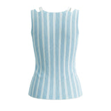 Women's Fashion Internet Celebrity V-Neck Sexy Fake Two-Piece Knitted Vest Top For Woman Pure Desire Casual Elegant U3C0