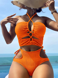 2026 Sexy High Wasited Swimsuit Women Solid Bikini Hollow Out Cross Swimwear Female Bathers Bathing Swimming Swim Suit Beachwear