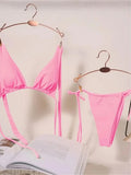 Sexy 12 Color Halter Mini Micro Thong Bikini Female Swimsuit Women Swimwear Two-pieces Bikini set Bather Bathing Suit Swim Lady