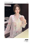 Spring and summer new Chinese style pajamas, ice silk long sleeves, large size home clothes set, retro buckle home clothes