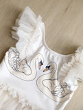 Princess Mesh Swimsuit Baby Girl Swan Cherry Sling Cute Swimming Suit Quick Drying Sun Protection Swim Wear with Cap H8126