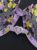 Women's Purple Floral Embroidery Lingerie Set Half Cup Push Up Bra And Thong Sheer Mesh Lace Comfortable Sexy Underwear ZA824026