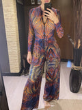 XS - XXL Printed Long Sleeve With Pants Women Swimwear One Piece Swimsuit Female Zipper Padded Bather Bathing Suit Swim V7094