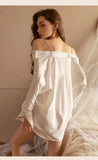 Sexy Chiffon Strap Boyfriend Style White Shirt Sheer Charm Blouses Chain Design Sense V Neck Romantic Passion Mature Bold 9SYN