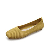 Women Leisure Flats Summer Autumn Flat Shoes Breathable Knitted Square Toe Slip-on Female Daily Walking Driving Loafers