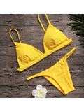 New Sexy Padded Brazilian Bikini Women Swimwear Female Swimsuit Two-Pieces Bikini Set Solid Bather Bathing Suit Swim Lady V64A