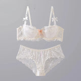 MOYISU Summer Lingerie Set Sheer French Lace Minimiser Bra Briefs Ultra Thin Sexy Women's Underwear Big Bust Sexy Tushy & Panty