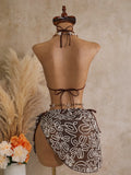 Vintage Pink Mesh Skirt 3 Piece Bikini Set Women Stone Strap Push Up Bra Triangle Swimsuit Holiday Bathing Suit Swimwear 2026