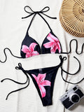 Sexy Floral Printed Halter Bikini Women Swimwear Female Swimsuit Two-pieces Bikini set Bather Bathing Suit Swim Lady Beach Wear