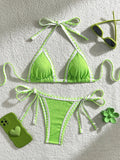 Splicing Wrinkled Pleated Bikinis 2025 High Cut Bikini Women Swimwear Female Swimsuit Two-pieces Bikini Set Bathing Suit Swim