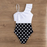 Polka Dot One Piece Swimsuit Ruffle One Shoulder Swimwear Women Swimsuit Bathing Suit Beachwear Monokini Female Swimming Suits