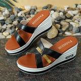 Korean Fashion New Fish Mouth Wedge Fashion Casual Foreign Trade Large Size Women'S One Line Sandals And Slippers For Sandalias