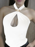 Summer Fashion Sexy Vest Top For Women Hollow Out Backless Twist Solid Cropped Y2k Top Patchwork Female Short Tank Top New 2025