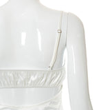 Women Summer Mini Dress Spaghetti Strap Lace Trim Corset Backless Satin Dress Retro Sexy Elegant Club Dresses Female