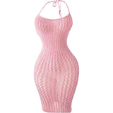 1PC Women Sexy Fishnet Beach Cover Up Hollow Out Bodycon Dress See Through Summer Swimwear