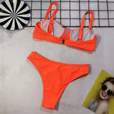 Sexy Ribbed Underwired V-bar Bikini Women Swimsuit Female Swimwear Two-pieces Bikini Set High Cut Bathing Suit Swim Beach Wear