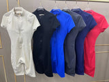 Padded Backless Yoga Cycling jumpsuit  Women Zipper GYM Sportswear Fitness One Piece Sports Suit V Back Workout Playsuit