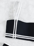 Splicing One Shoulder Bikini Women Swimwear Female Bandeau Swimsuit Two-pieces Bikini Set High Cut Bathing Suit Swim Beach Wear