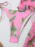 3 Pieces Printed Halter String Bikini 2026 Women & Kimono Swimwear Female Swimsuit Beachwear Bathers Bathing Swimming Swim Suit