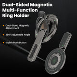 Double-sided Magnetic Phone Holder Rotating Desk Mobile Phone Stand For iPhone 17 16 MagSafe MultiFunction Finger Ring Bracket