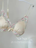 MOYISU Luxury Classic Thin Embroidery Light Luxury Silk French Underwear Sexy Pure Desire Lace Bra Set Small Chest Triangle Cup