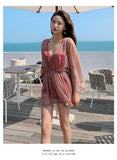 New women's swimsuit split bikini three-piece boxer long-sleeved spa swimsuit