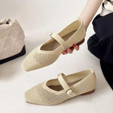 Women Leisure Flats Breathable Mesh Spring Summer Flat Shoes For Female Daily Walking Shoes Square Toe Ladies Fashion Footwear