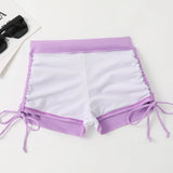 Drawstring Front Shorts Bikinis 2024 High Waist Swimsuit Women Swimwear Female Bathers Bathing Swimming Swim Suit Beachwear