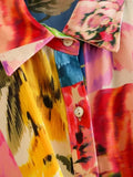 Foridol Floral Boho Tie Dyed Summer Long Sleeve Romper Playsuit Overall Beach Button Shirt Spring Wide Leg Romper Jumpsuit