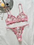 Sexy Sheer Lingerie Set Embroidery Transperant Pornostar Lenceria Sensual Mujer Seducive Conjunto Ropa Interior Set Intimo Lace