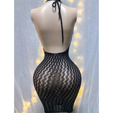1PC Women Sexy Fishnet Beach Cover Up Hollow Out Bodycon Dress See Through Summer Swimwear