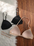 MOYISU French Triangle Cup Underwear Women's Thin Straps Beautiful Back Halter Invisible Front Buckle Bra Thin Seamless Bra