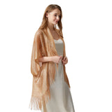 4 Colors Shawl Solid Swimsuit Bikini Cover Up Women Hollow Fringed Cardigan Bright Silk Cape Bathing Suit Cover Ups for Swimwear